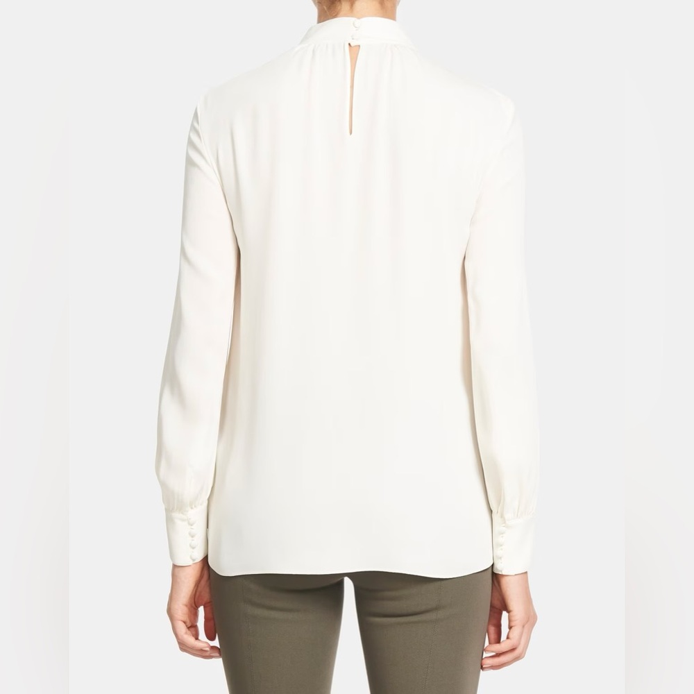 Theory Neck Band Blouse in Black Silk, Size Small - Picture 6 of 14